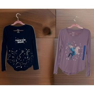 Members Mark 2 Pack Tees Hearts Size 10/12 Unicorn & Follow Your Dreams